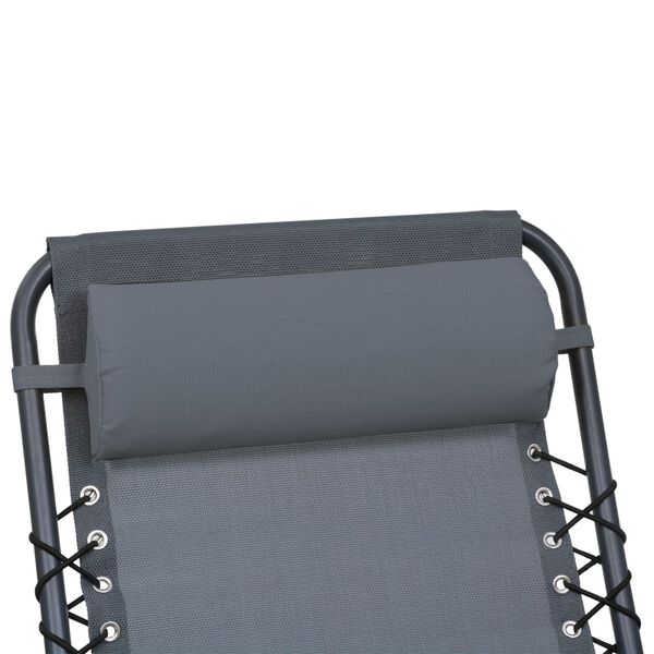vidaXL Deck Chair Headrest Grey Textilene 15.7x3.0x5.9 in Chair Cushion