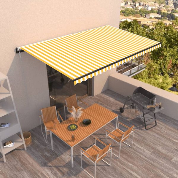 vidaXL Retractable Awning Yellow and White