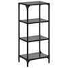 vidaXL Storage Rack Black Stainless Steel, Glass Medium Storage Rack