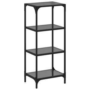 vidaXL Storage Rack Black Stainless Steel, Glass Medium Storage Rack