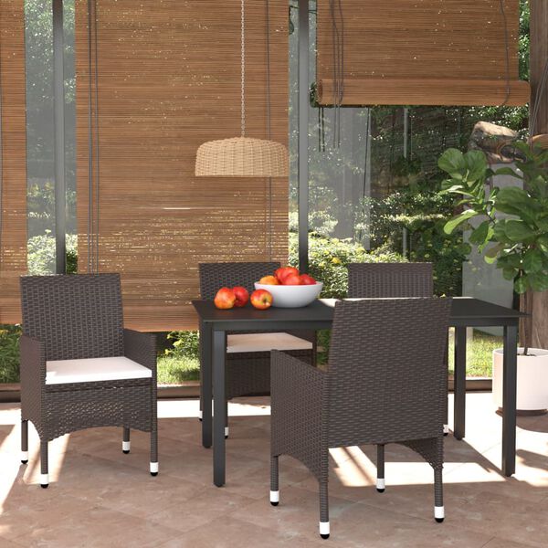 vidaXL Dining Set Brown PE rattan 5 Piece Set Lightweight Dining Set
