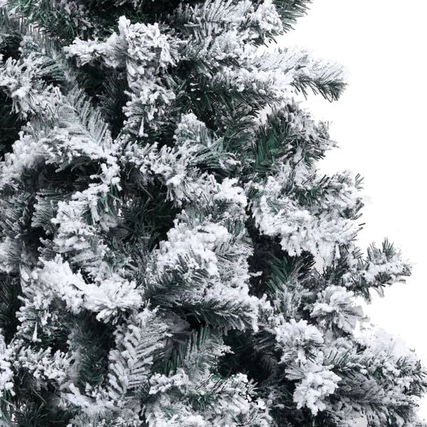 vidaXL Artificial Christmas Tree Green with flocked snow PVC, steel 7.9 ft