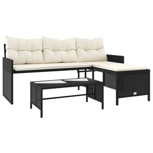 vidaXL Garden Sofa Black, Cream White