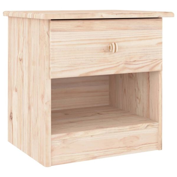vidaXL Bedside Cabinet Natural Solid Pine Wood 16.1x13.8x16.1 in