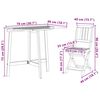 vidaXL Garden Dining Set Folding 3 pcs Black Solid Acacia Wood