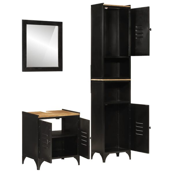 vidaXL Bathroom Furniture Set Black/Iron Iron Medium