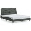 vidaXL Bed Frame Dark Grey Polyester Full Bed Frame Waveform Modern