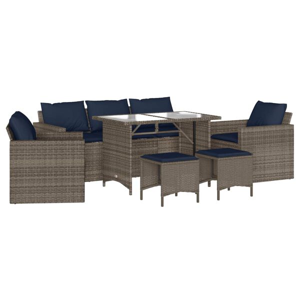 vidaXL Patio Sofa Set Set of 6 Gray PE rattan Large Removable Covers
