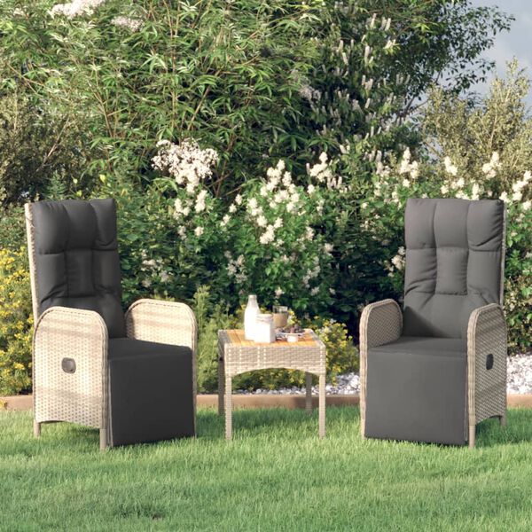 vidaXL Outdoor Reclining Chair Set of 2 Grey