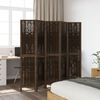 vidaXL Room Divider 5 Panels Dark Brown Solid Wood Paulownia