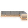 vidaXL Wooden Lounge Set Natural Pine, Grey Cushions