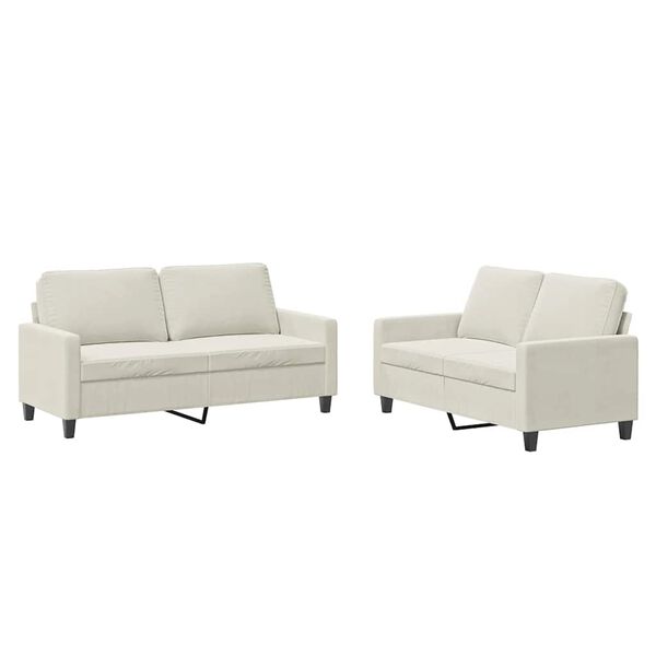 vidaXL 2 Piece Sofa Set with Cushions Cream Velvet