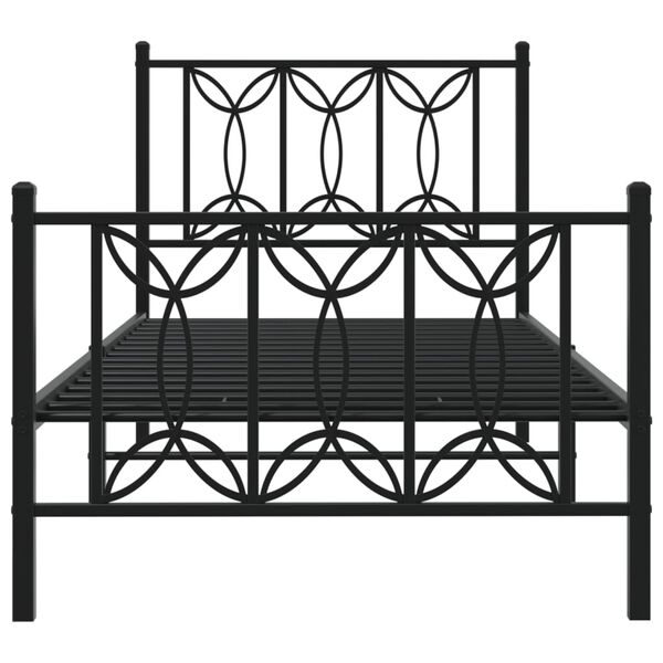 vidaXL Bed Frame Black Steel Twin Bed Frame Rectangular Modern