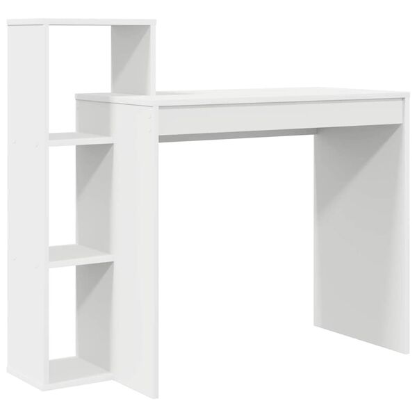 vidaXL Desk with Shelf White 39.37 x 15.75 x 35.43 in Engineered Wood