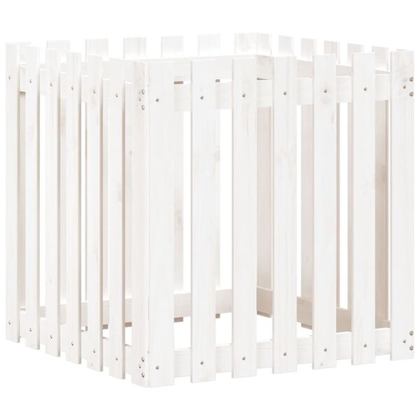 vidaXL Garden Planter White Solid Pine Wood Medium Garden Planter