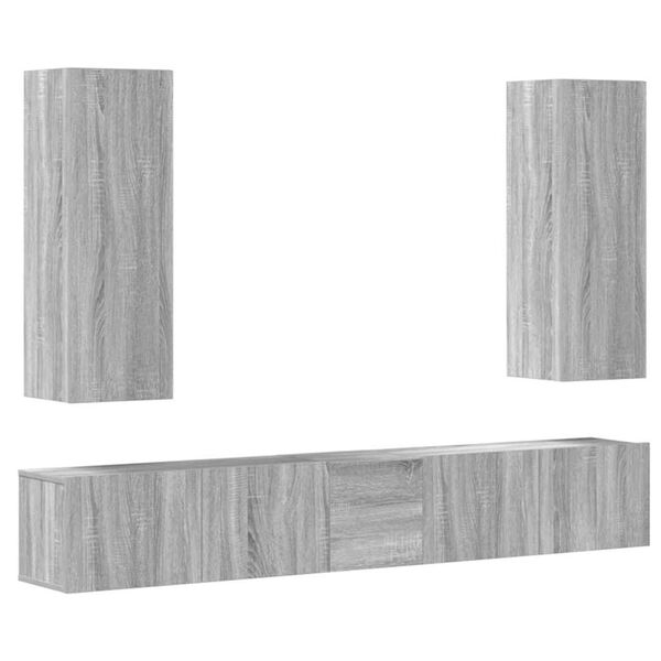 vidaXL TV Cabinet Set 5 Piece Grey Sonoma Engineered Wood TV Cabinet Set