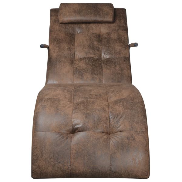 vidaXL Chaise Lounge Brown Suede look fabric Medium Ergonomic