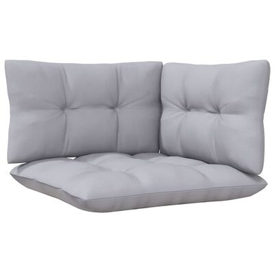 vidaXL 3 Piece Patio Lounge Set with Gray Cushions Pinewood
