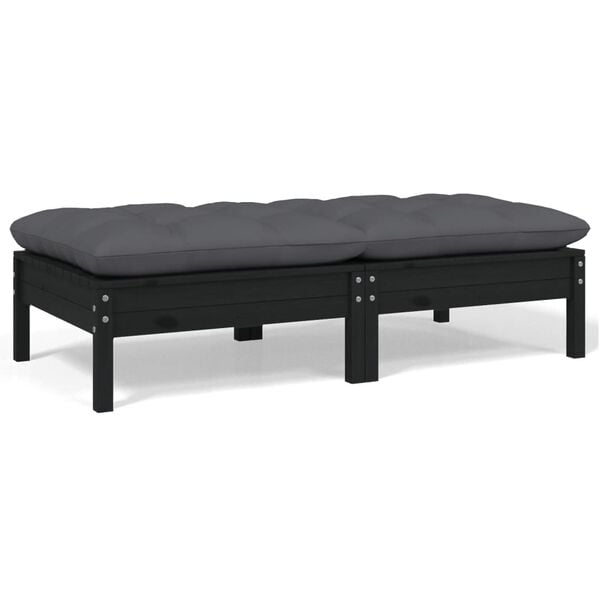 vidaXL 2-seater Garden Sofa Set of 2 Black