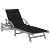 vidaXL Sun Lounger Gray Solid Acacia Wood Large Adjustable Armrests