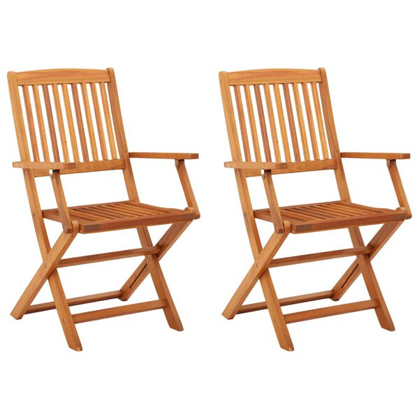 vidaXL Garden Chair Set of 2 Natural wood Solid eucalyptus wood Standard