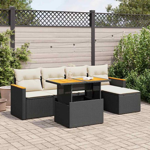 vidaXL Garden Sofa Set Black, Cream White