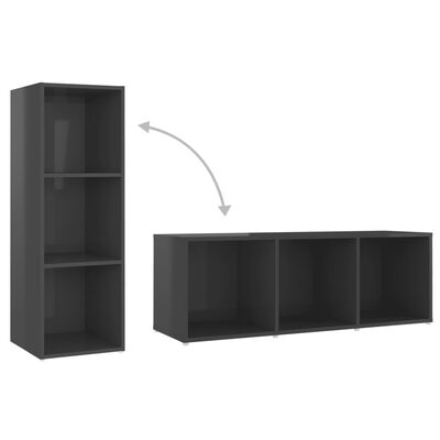 vidaXL TV Cabinets 3 pcs High Gloss Gray 42.1"x14"x15" Chipboard
