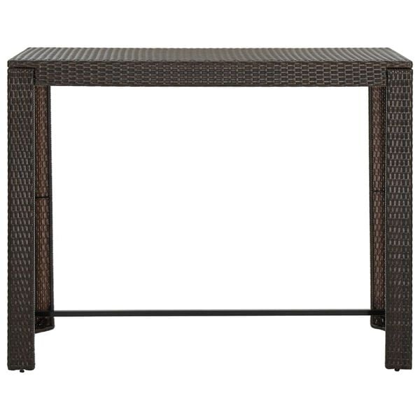 vidaXL Bar Table Brown PE rattan, powder-coated steel