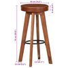 vidaXL Bar Chair Set of 2 Natural wood, Brown leather