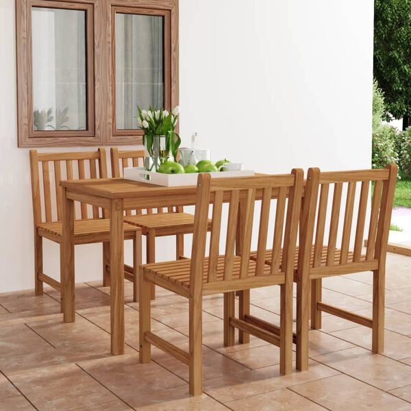 vidaXL 5 Piece Garden Dining Set 47.2" x 27.6" Solid Teak Wood