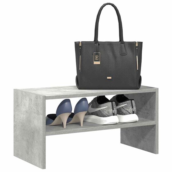 vidaXL Shoe Rack Concrete Gray Engineered Wood Stackable Shoe Rack