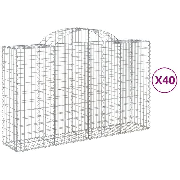vidaXL Gabion Basket Set of 40 Silver Galvanized iron Large