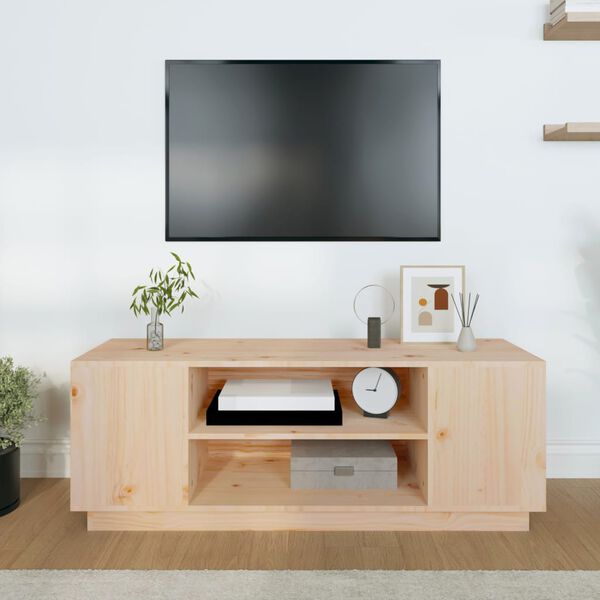 vidaXL TV Cabinet Natural Wood Solid Pine Wood Medium TV Cabinet
