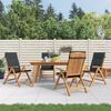 vidaXL Reclining Garden Chair Set of 4 Black Solid Teak Wood Standard
