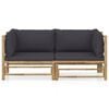 vidaXL Garden Lounge Set Dark Grey Bamboo, Polyester Medium