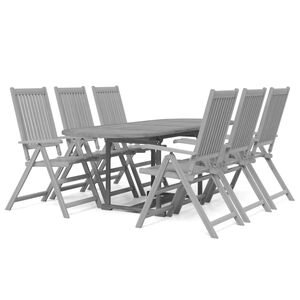 vidaXL Garden Dining Set Grey Solid acacia wood Standard Extendable