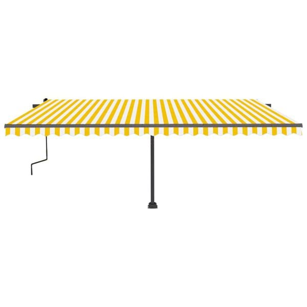 vidaXL Retractable Awning Yellow and White Powder-coated aluminum Large