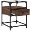 vidaXL Bedside Cabinet Set of 2 Brown Oak Engineered Wood, Steel, Glass