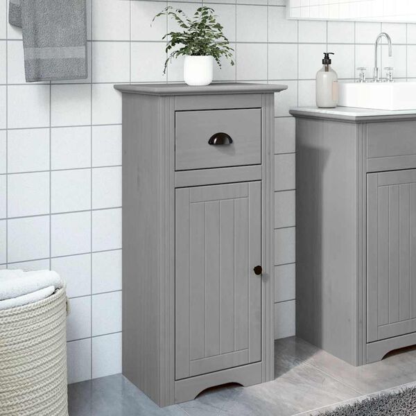 vidaXL Bathroom Cabinet Gray Solid pine wood, Engineered wood, Metal