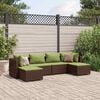 vidaXL Patio Lounge Set Brown PE rattan, powder-coated steel, polyester
