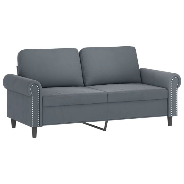 vidaXL 2-seater Sofa Dark grey Velvet (100% polyester), metal, textilene