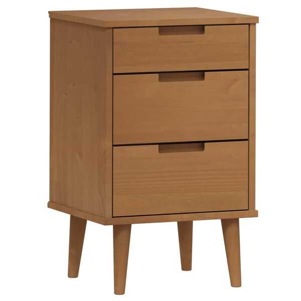 vidaXL Bedside Cabinet Brown Solid pine wood Medium Bedside Cabinet