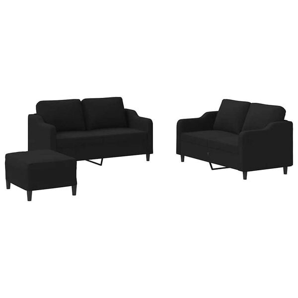 vidaXL Sofa Set Black Fabric (100% polyester), metal, textilene, plywood