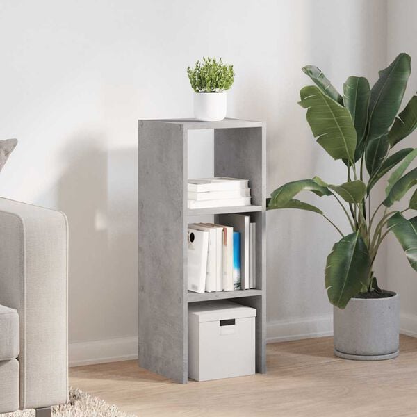 vidaXL Bookcase Concrete gray Engineered wood Medium Stackable