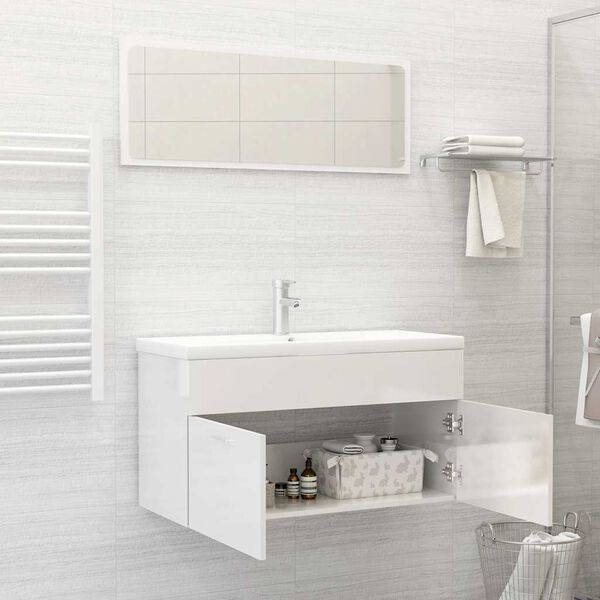 vidaXL Bathroom Furniture Set High gloss white Engineered wood, acrylic