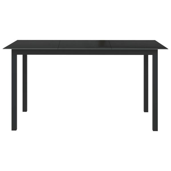 vidaXL Garden Table Black Aluminum Medium Durable Garden Table