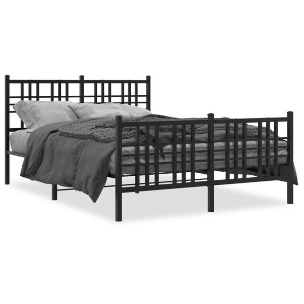 vidaXL Bed Frame Black Steel Full Bed Frame Rectangular Traditional