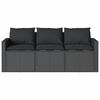 vidaXL Outdoor Sofa Black PE rattan 3-Seater Removable Covers