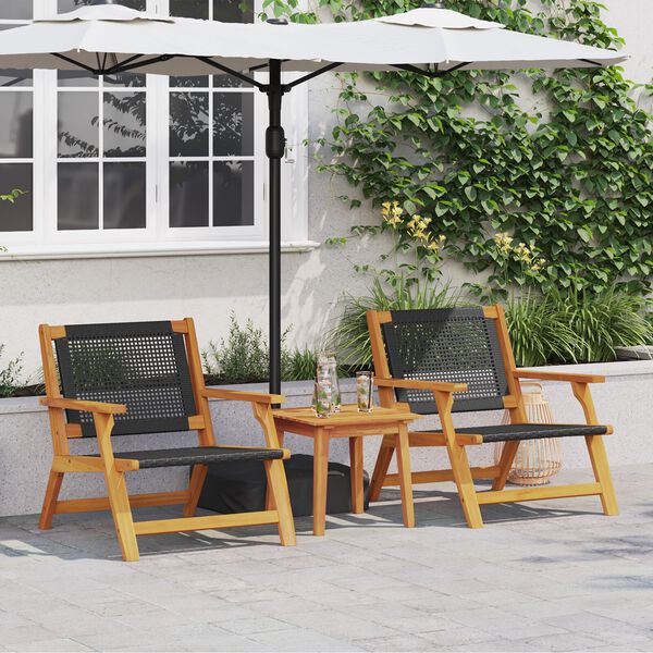 vidaXL Garden Chairs with Table 3 pcs Black 17.7" x 17.7" x 15.7