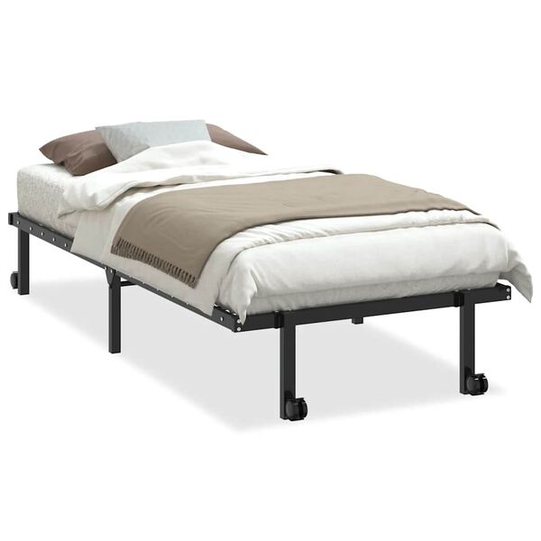 vidaXL Bed Frame Black Steel Twin Foldable Bed Frame Rectangular